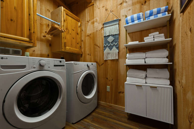 Pack light — the full-size washer and dryer at Dancing Embers make longer mountain stays easy and comfortable.
