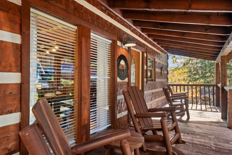 Rock away your worries — relax on the porch with Smoky Mountain views and fresh mountain air.