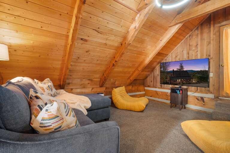 Sprawl out in the movie loft for game nights, movie marathons, or lazy mountain mornings.