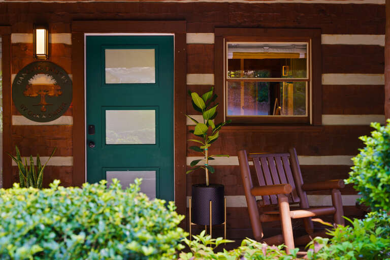 Clean lines and thoughtful design meet mountain charm at the front porch of Dancing Embers, where your getaway officially begins.