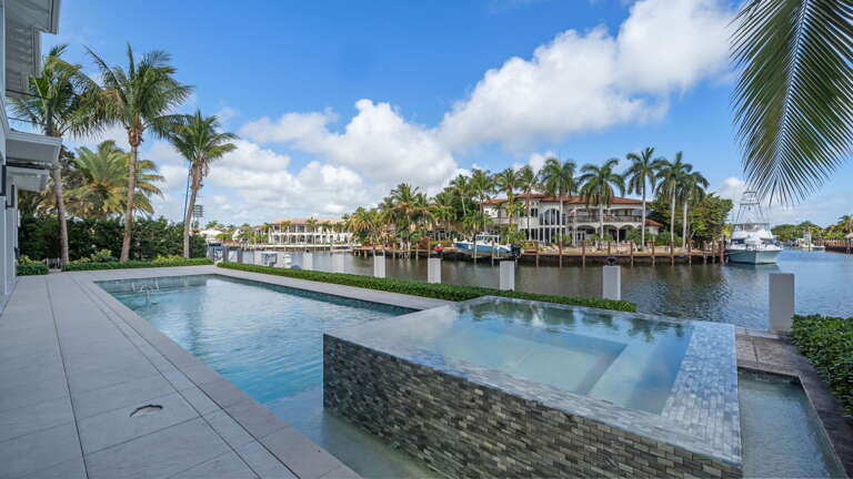 Palm-fringed Pool By Peaceful Waters