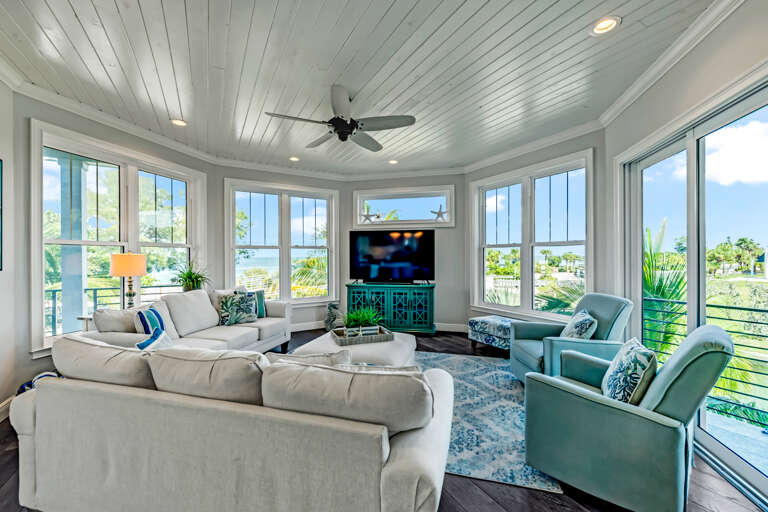 Bright living space with smart TV