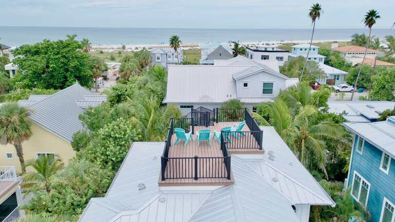 Rooftop deck with sunset views