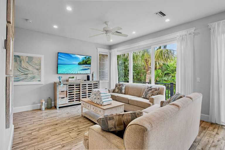 Bright living space with TV