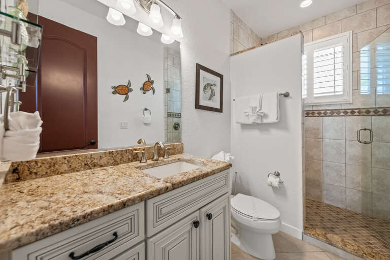 Shared Hallway Bathroom with Walk-in Shower