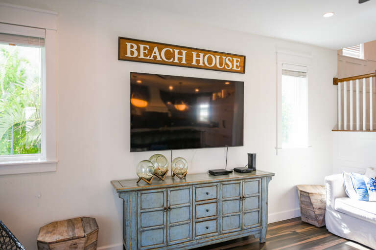 Bright living space with smart TV