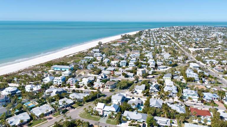 Aerial view of beachside community