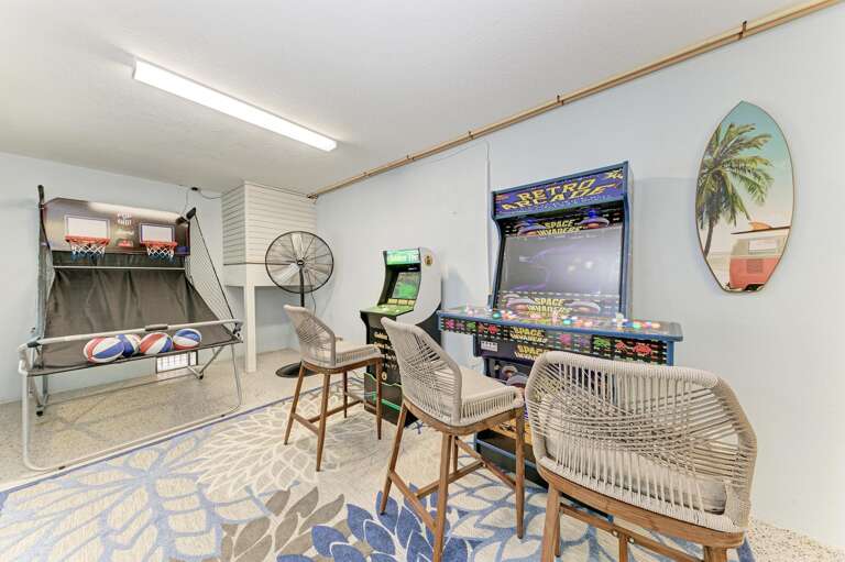 Game Room with Arcade and Basketball Game