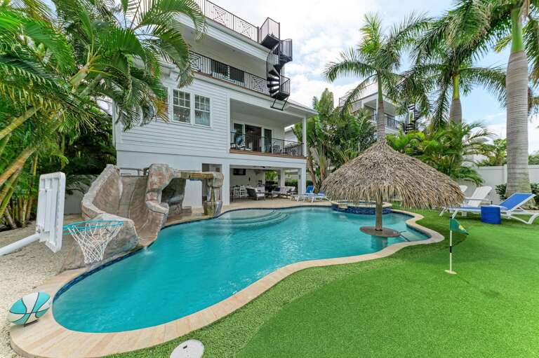 Private Pool w/Spa, Water Slide, and Lounge Area