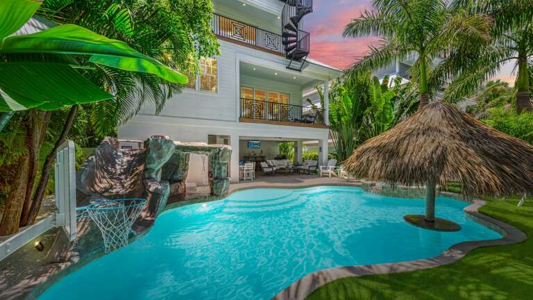 Private Pool w/Spa, Water Slide, and Lounge Area