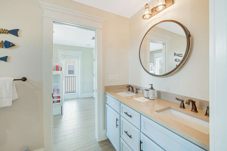 Jack-and-Jill Bathroom with Dual Vanity