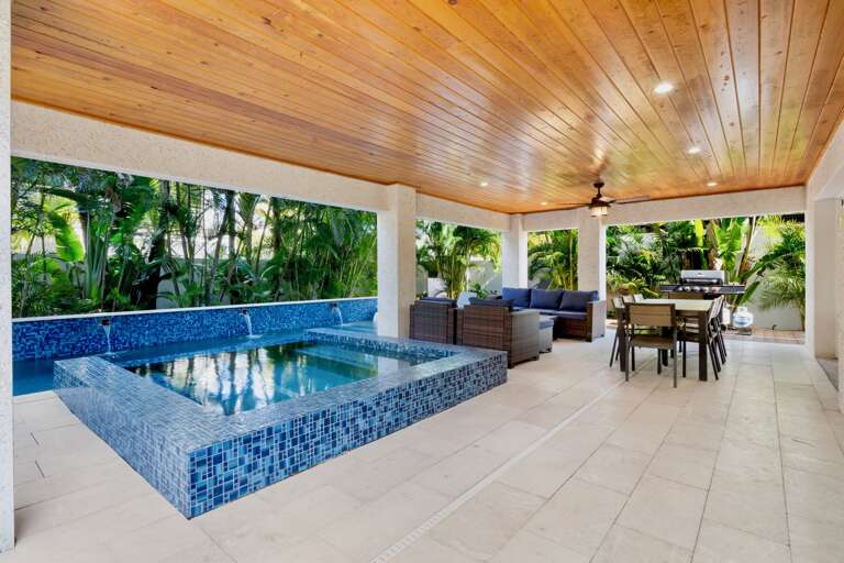 Outdoor dining area and bar top