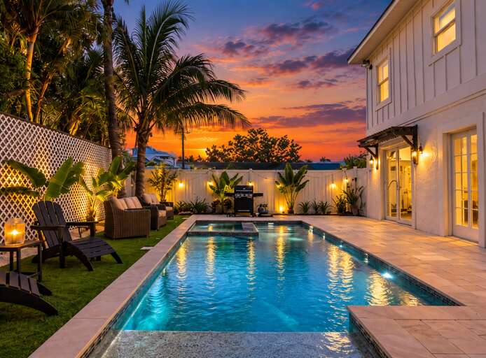 Private pool with in-ground spa