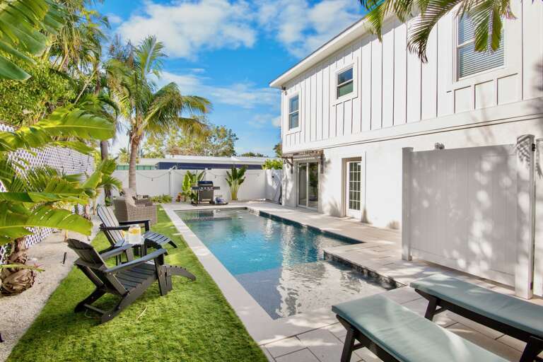 Private pool with in-ground spa and loungers
