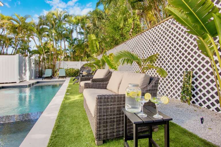 Private pool with outdoor seating