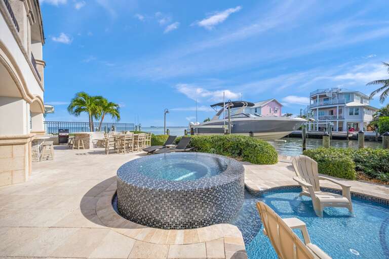 Private hot tub overlooking the waterfront marina