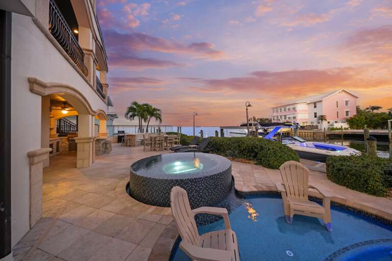 Private hot tub at the vibrant sunset