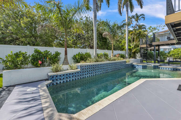 Elegant Pool with Night Lights