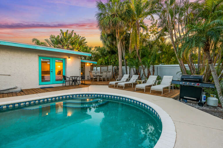Poolside Loungers and BBQ Grill