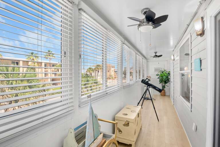 Decorated hallway with coastal accents