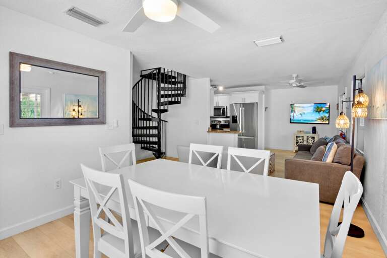 Indoor dining table with seating for six