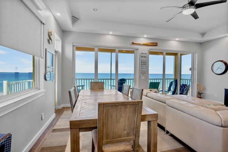 Indoor dining table with seating for six