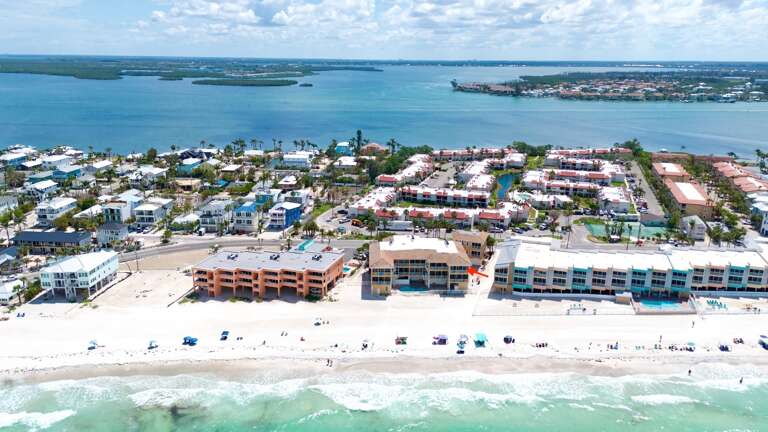 Drone view of condo near the beach