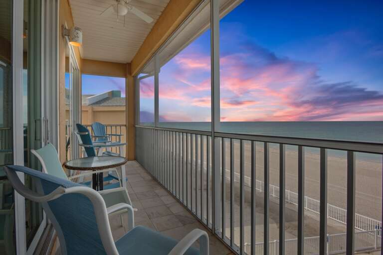 Outdoor seating with Gulf views