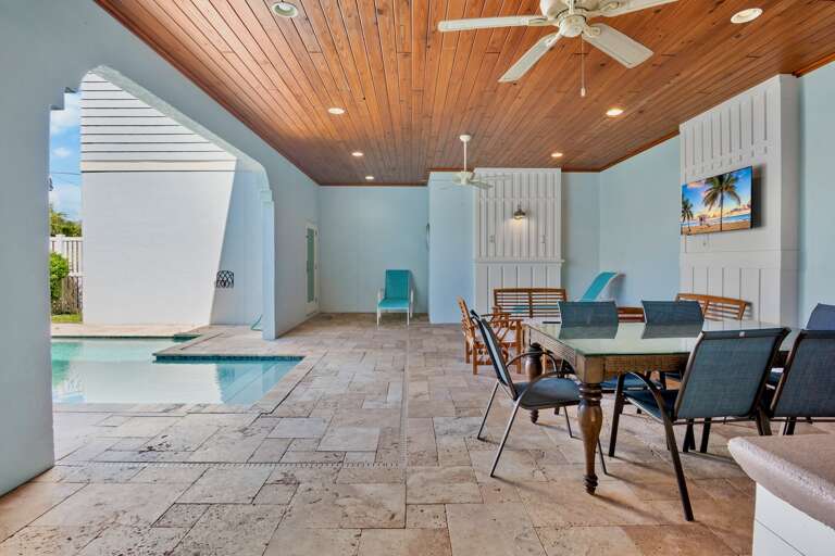 Comfortable seating around the pool