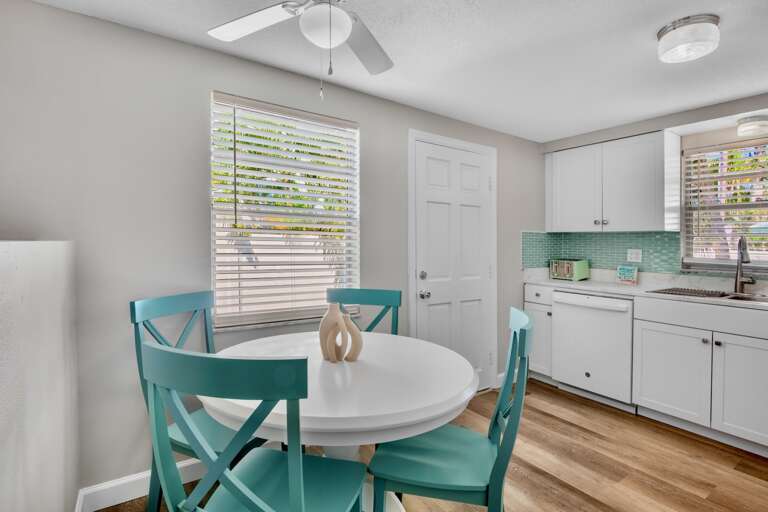 Indoor dining table with seating