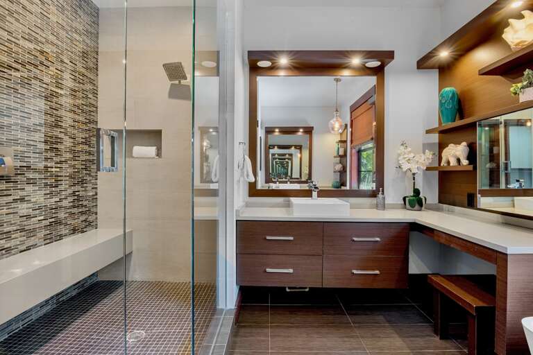 Primary bathroom with walk-in shower