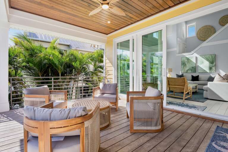 Covered terrace with comfortable seating