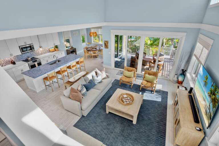 Living area flows seamlessly from kitchen to lounge