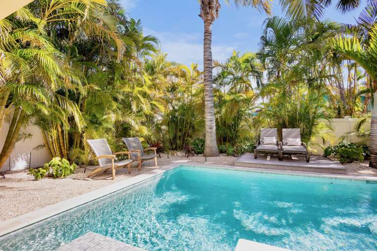 Private pool and poolside lounging