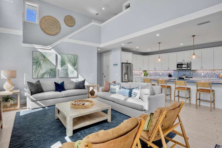 Open-concept living space with kitchen integration
