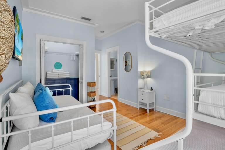 Third Bedroom, Triple bunk with Queen over Twin over Queen plus Twin-over-Twin trundle daybed
