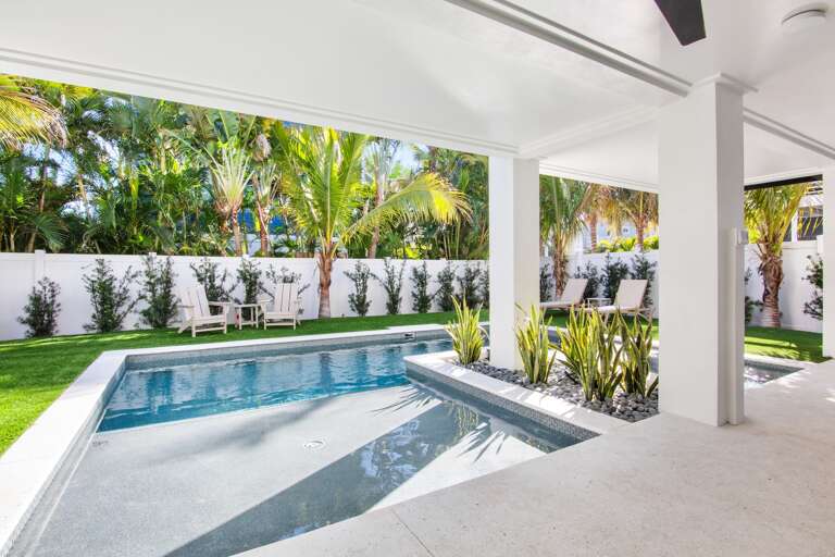 Heated saltwater pool with infinity edge spa