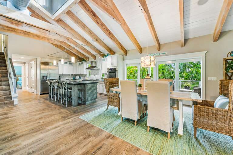 Dining space with tropical views