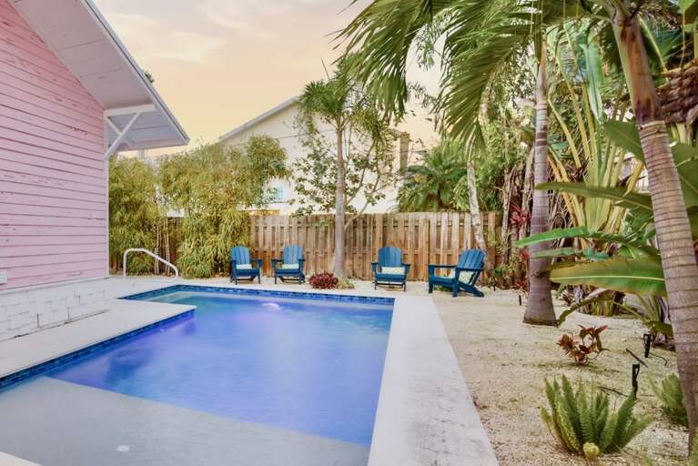 Pool area with seating
