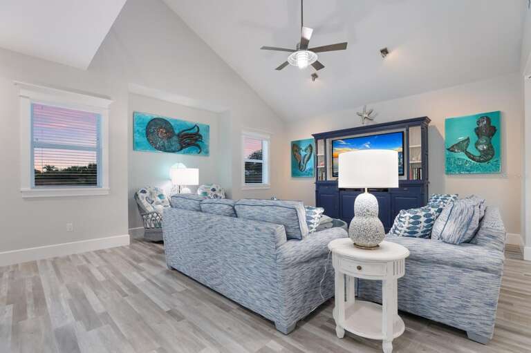 Spacious Living Room with TV