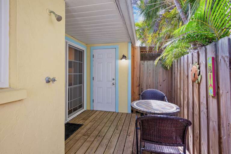 Private patio with outdoor dining