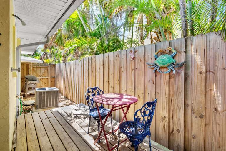 Private patio with outdoor dining