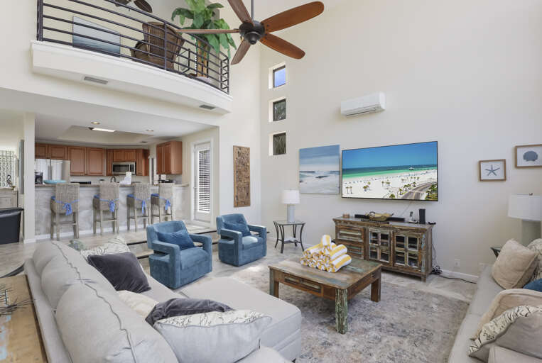 Bright living space with smart TV