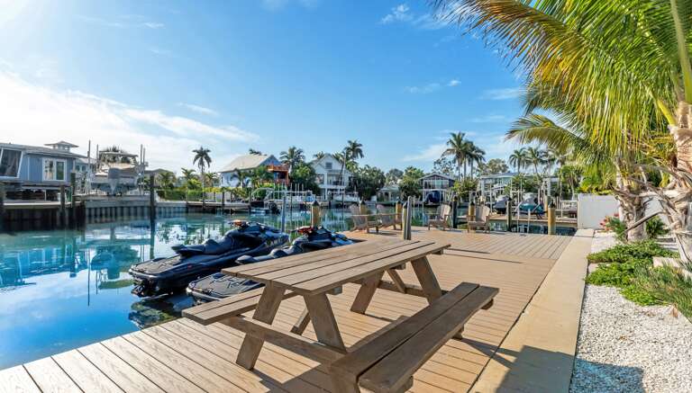 Waterfront dining at your private picnic table