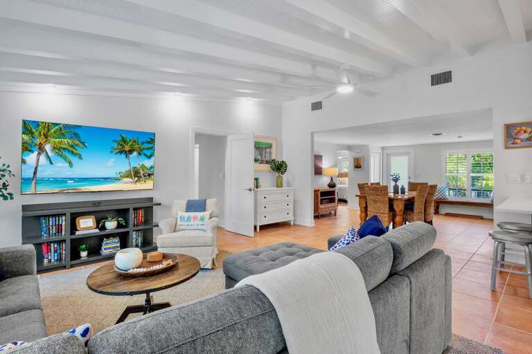 Bright living space with TV