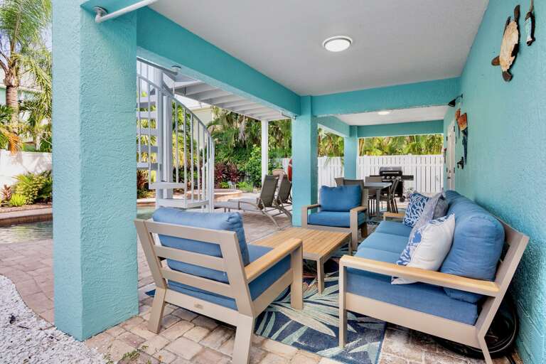 Outdoor dining area and BBQ grill