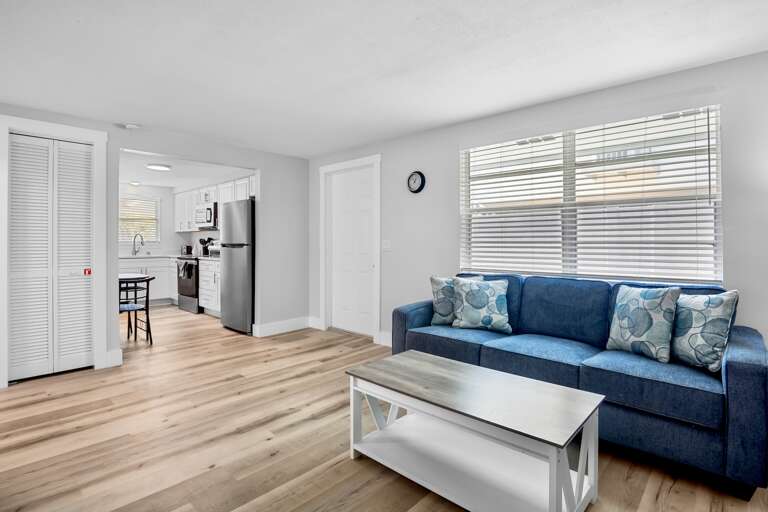 Comfortable living room just off the kitchen.