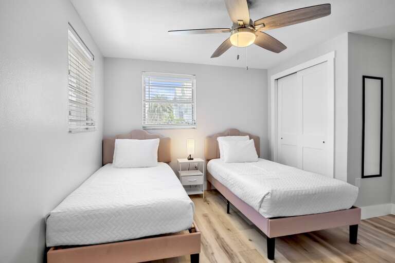 Comfortable twin beds perfect for kids or friends.