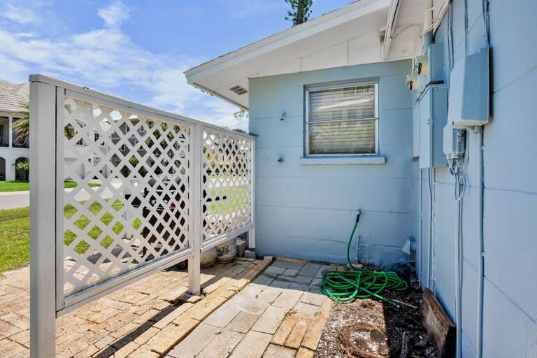 Convenient outdoor shower, great for rinsing off after a day at the beach.