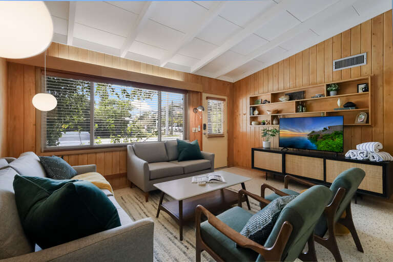 Bright living space with TV